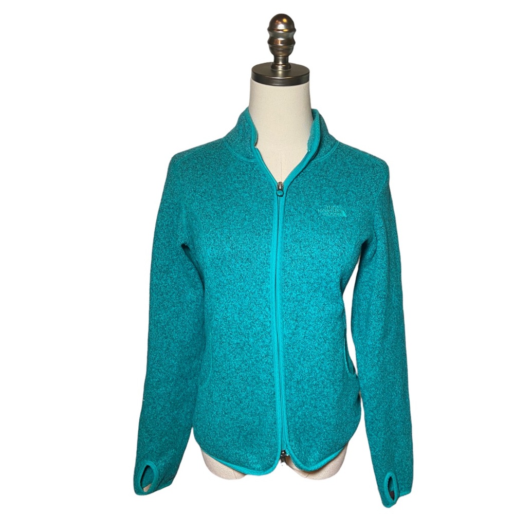The North Face Fleece Jacket Teal Green Zip Up Ladies S